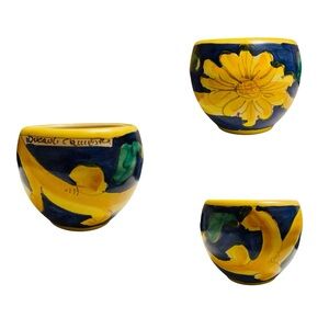 Vintage Signed Duca Di Camastra Handmade Flower Pot, Italian Stoneware Pottery